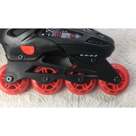 Adjustable Inline Skates Kids Size 3-6 Black & Red Roller Derby*Tribal Print*EUC - Picture 8 of 12